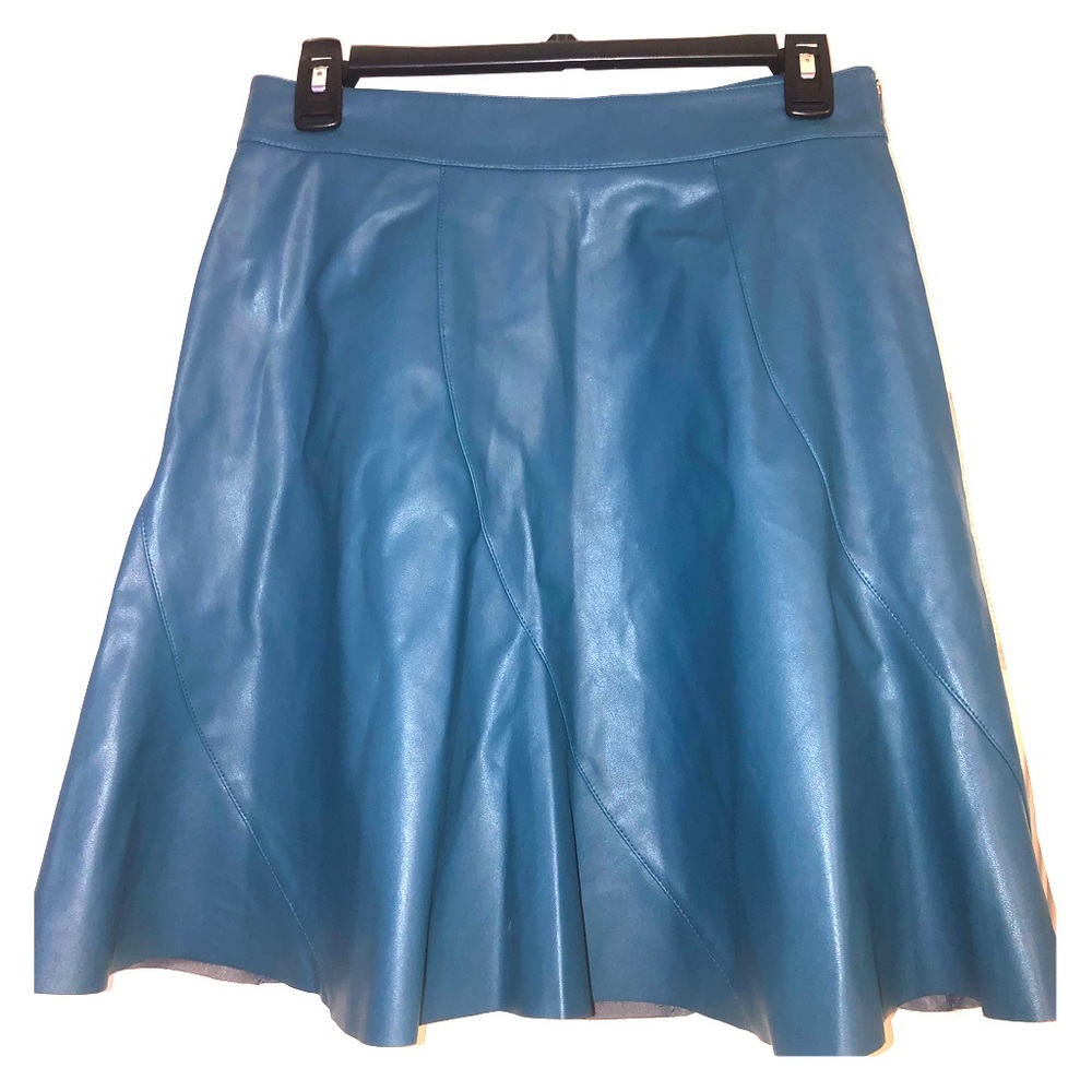 Bailey 44 teal faux leather a-line skirt